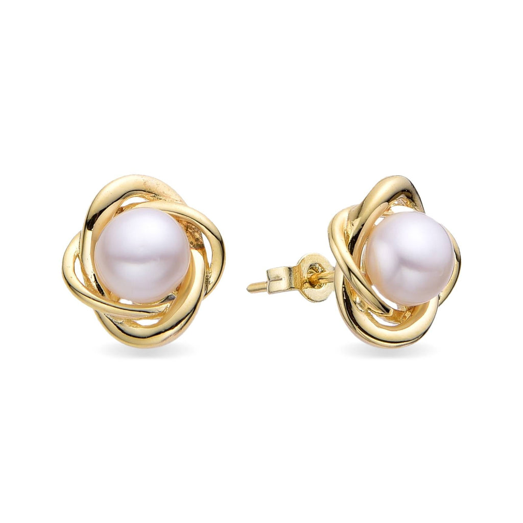 Pearl Earrings in 925 Silver with 18k Gold Plated-Necklaces-YIA SILVER