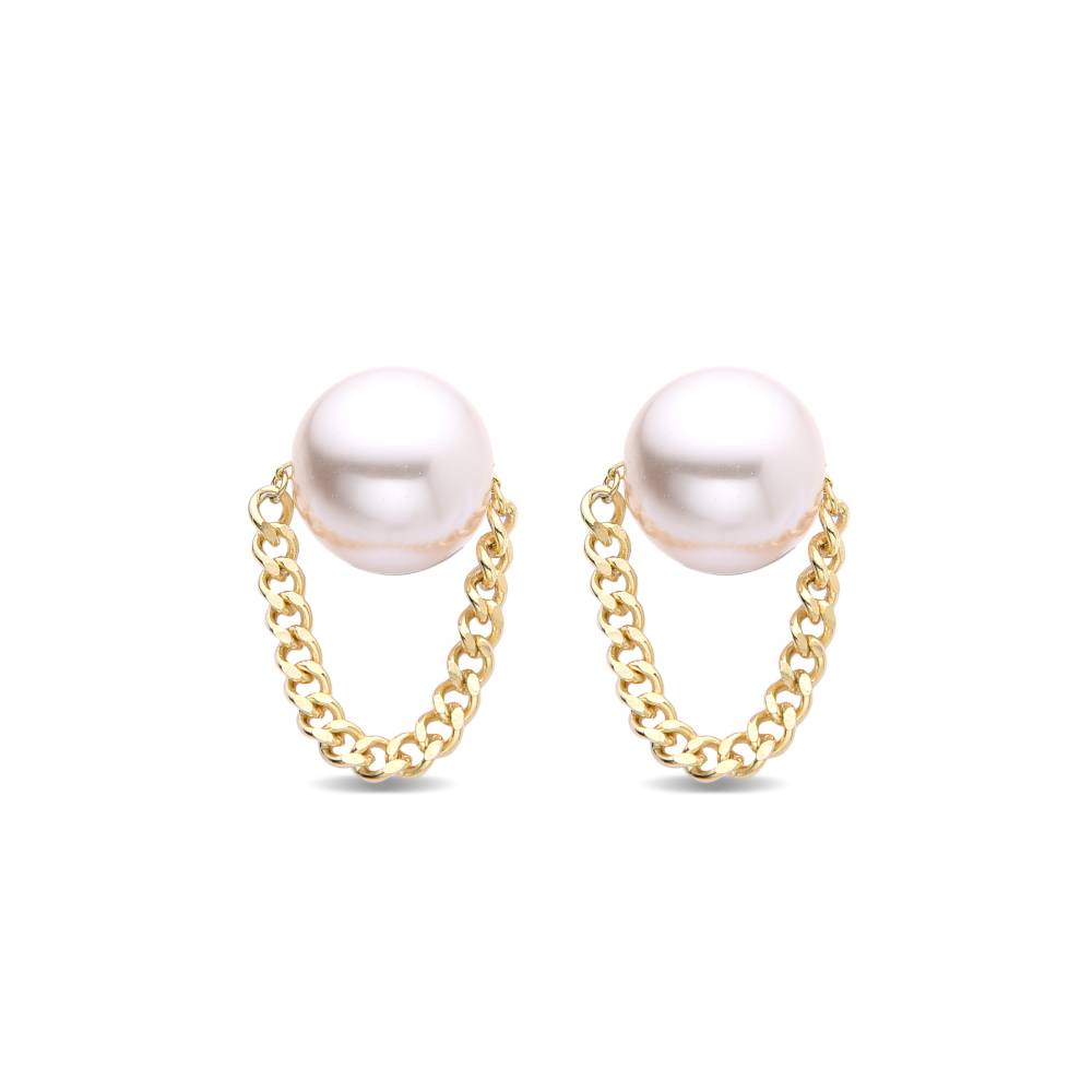 Pearl Earrings in gold-plated Sterling Silver with a Chandelier-type chain: an elegant accessory-Earrings-GULI GULI