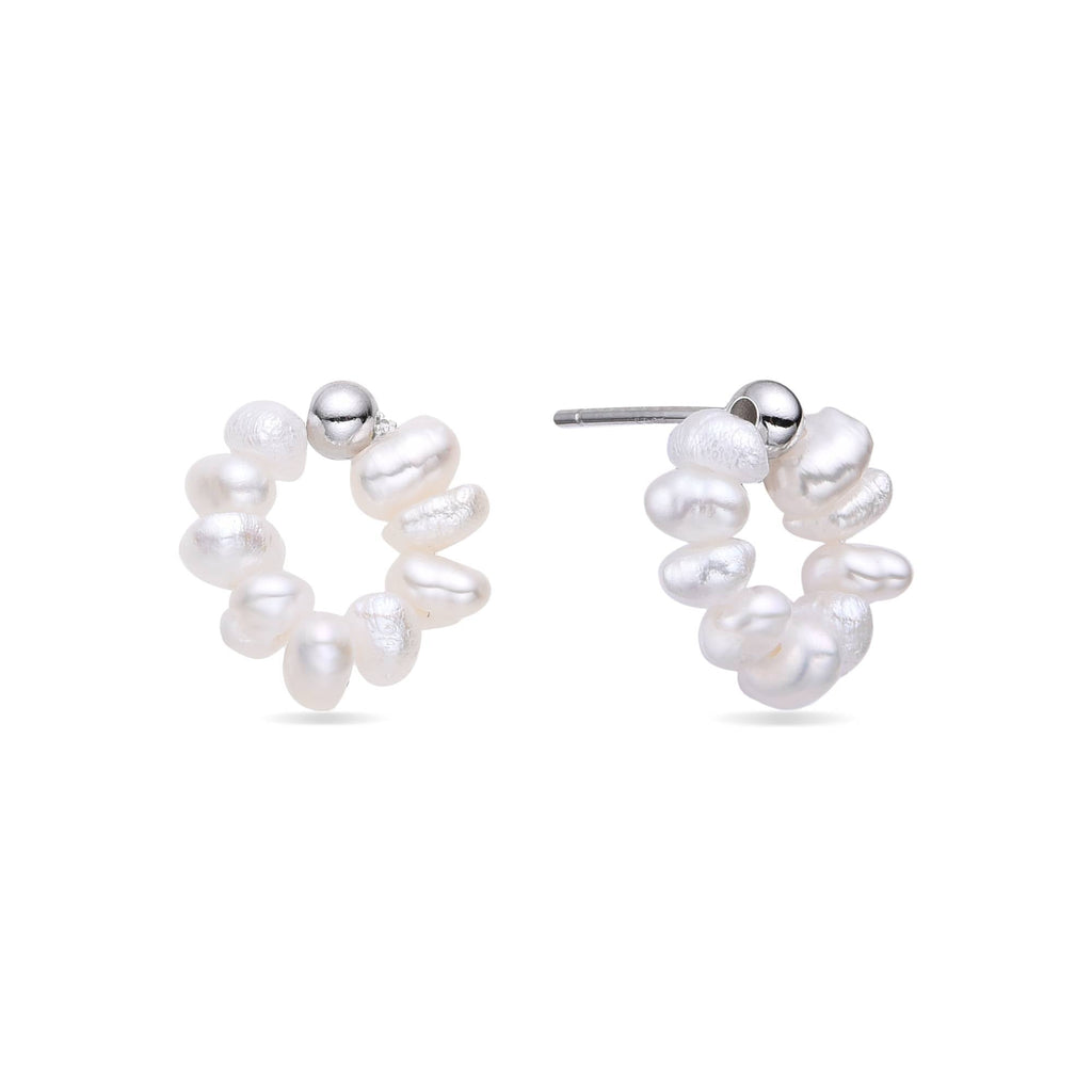 Pearl Hoop Earrings in 925 Sterling Silver 18k Gold Plated-Earrings-GULI GULI