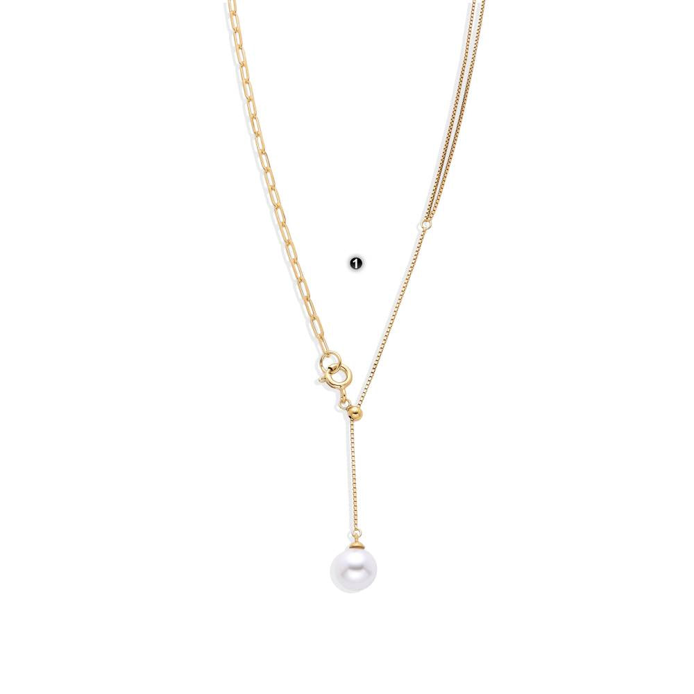 Pearl Pendant Necklace 18k Gold Plated Sterling Silver-Necklaces-GULI GULI