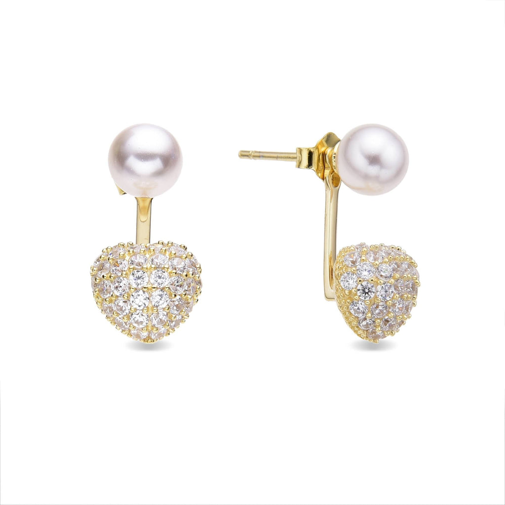 Pearl Stud Earrings in 18k Gold Plated 925 Sterling Silver Heart Shaped-Earrings-GULI GULI