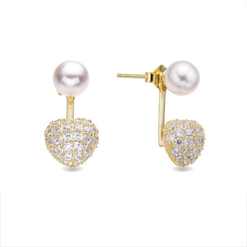 Pearl Stud Earrings in 18k Gold Plated 925 Sterling Silver Heart Shaped-Earrings-GULI GULI