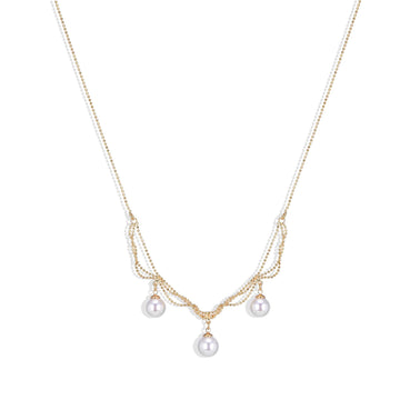 Pearl necklace pendants in gold fashion-Necklaces-ROMANE