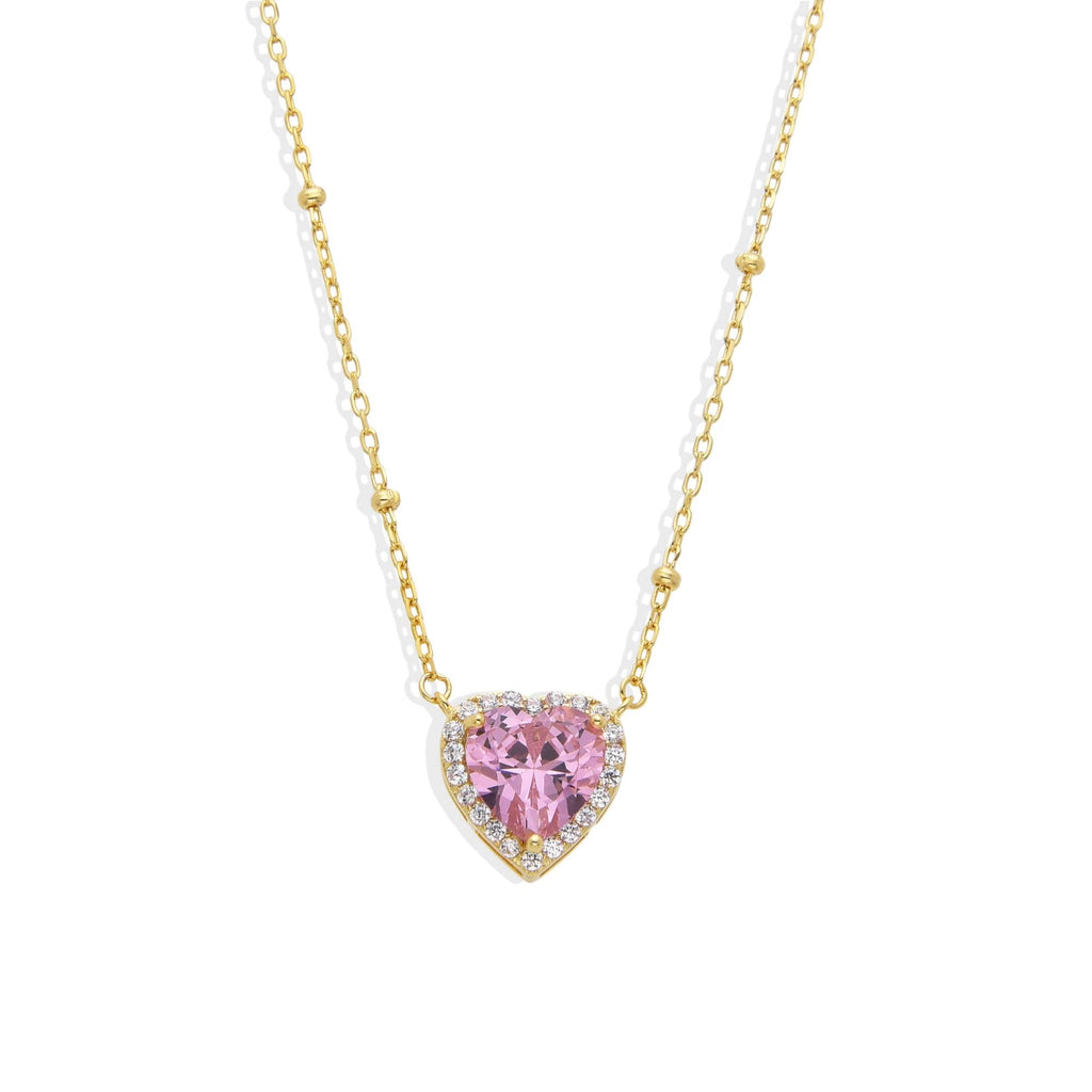 Pendant Necklace with Heart and Zirconia in 925 Silver and 18k Gold Plated-Necklaces-GULI GULI