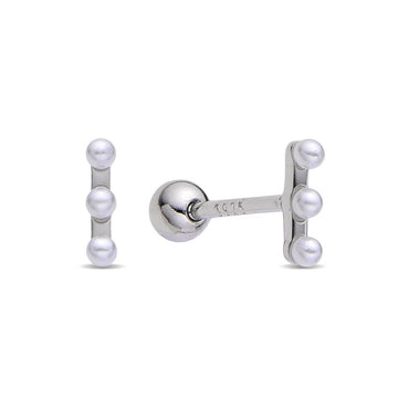 Piercing Style Earrings with Pearls in 925 Silver-Earrings-GULI GULI