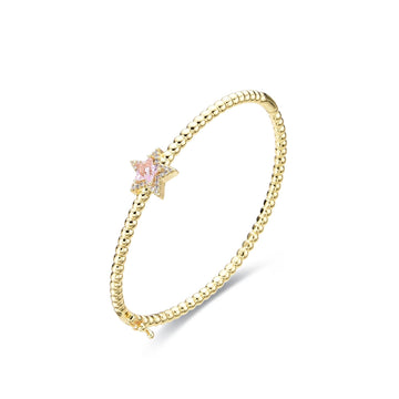 Pink Star Bangle 18k Gold Fashion with Zircons-Rings-LANDCICA