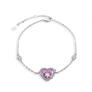 Pink heart bracelet in 925 Silver-Bracelets-NEW WEI