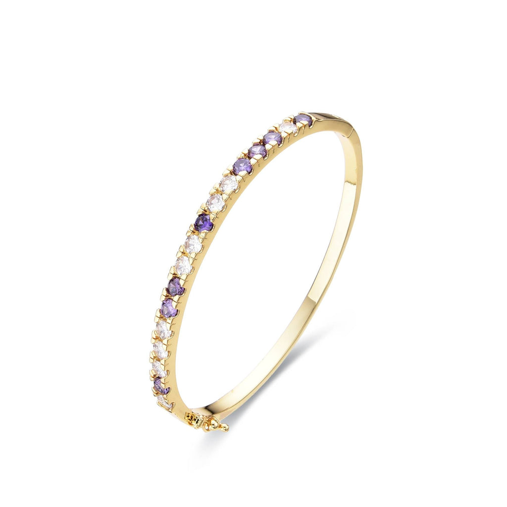 Purple Bangle 18k Gold Fashion with Zircons-Bracelets-LANDCICA