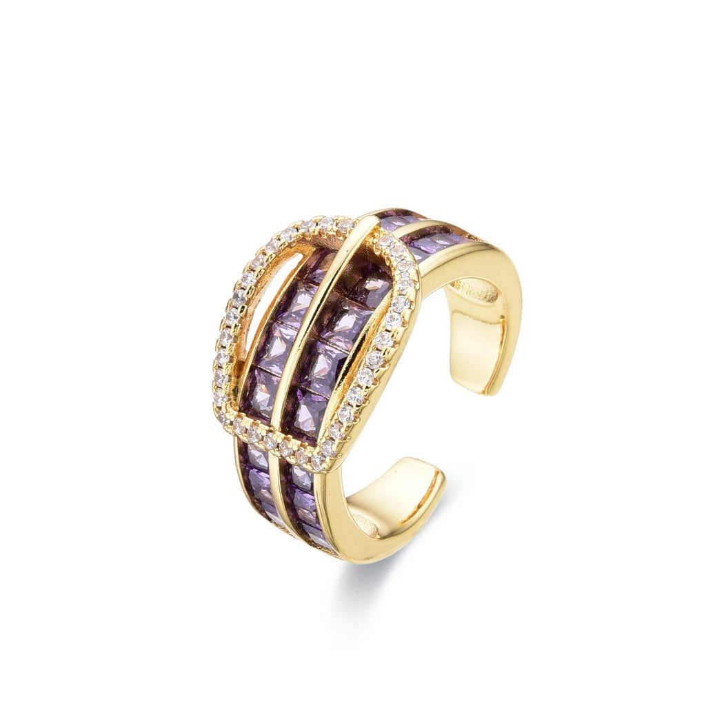 Purple Ring Gold Fashion Belt with Zircons-Rings-LANDCICA