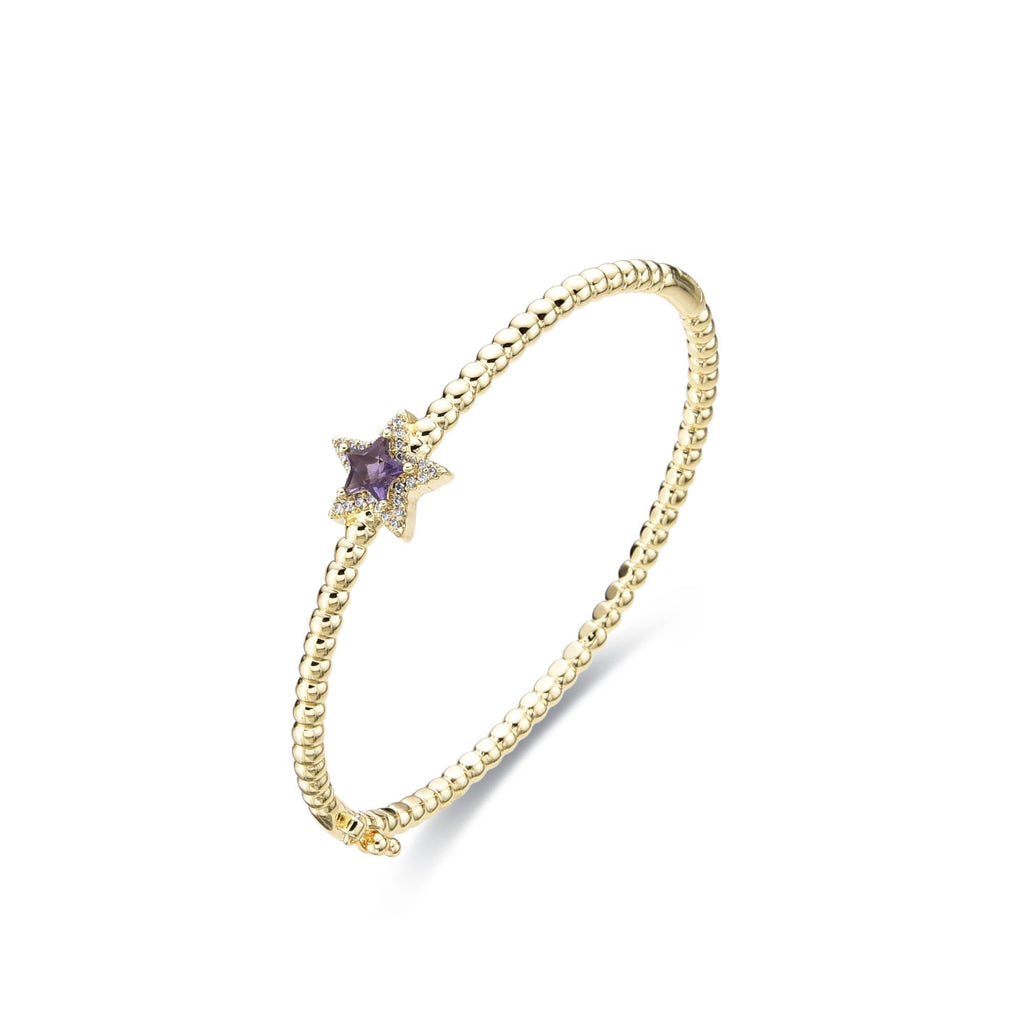 Purple Star Bangle 18k Gold Fashion with Zircons-Bracelets-LANDCICA