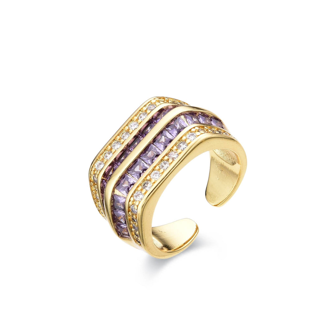 Purple Zircons Ring 18k Gold Fashion-Rings-LANDCICA