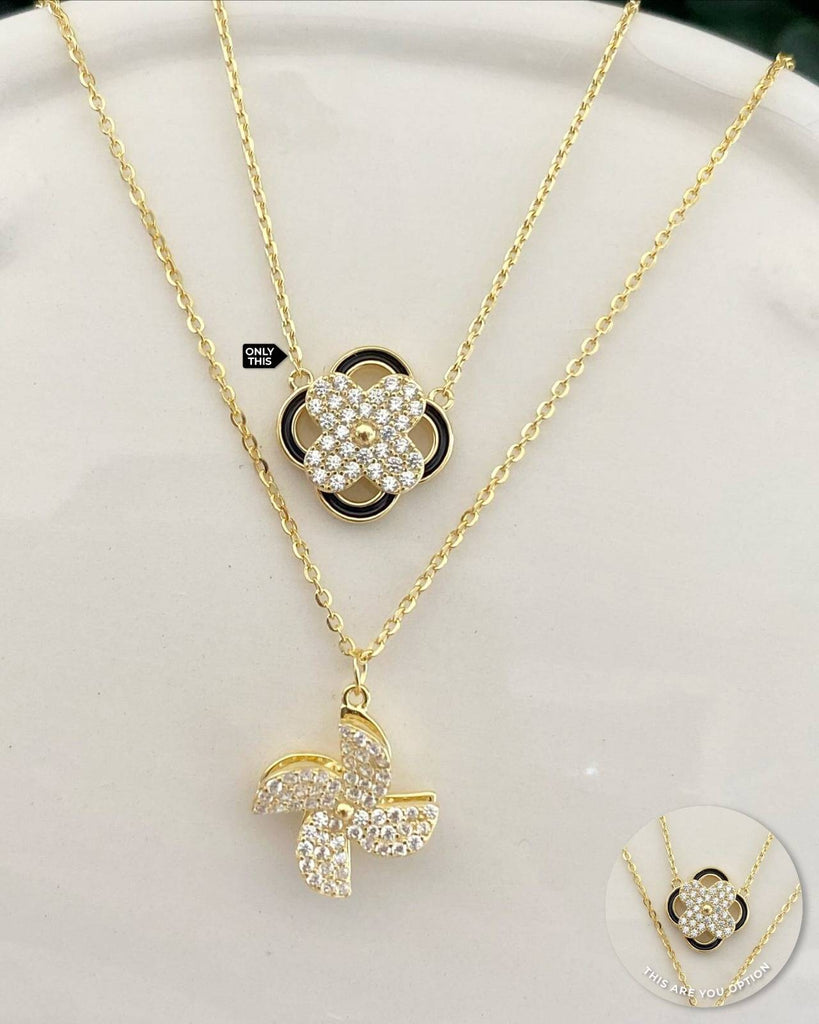 Radiant Flower Necklace with Zirconia in 925 silver and 18k Gold Plated-Necklaces-NEW WEI