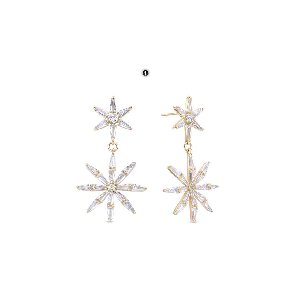 Radiant Star Earrings 18k Gold Plated Sterling Silver.-Earrings-GULI GULI