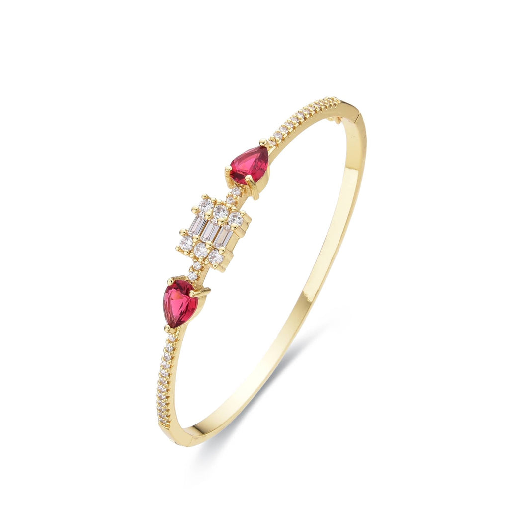 Red Bracelet 18k Gold Fashion with Clear Zircons Drop-Bracelets-LANDCICA