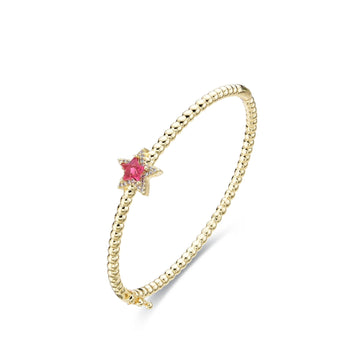 Red Star Bangle 18k Gold Fashion with Zircons-Bracelets-LANDCICA