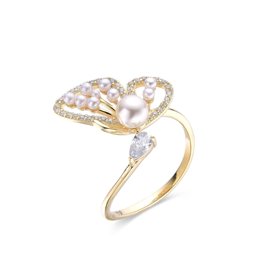 Ring Butterfly Adjustable in 18k Gold Plated Sterling Silver-Rings-GULI GULI