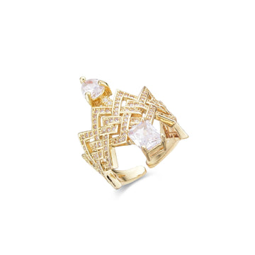 Ring Gold Fashion Intertwined with Zirconia-Rings-LANDCICA