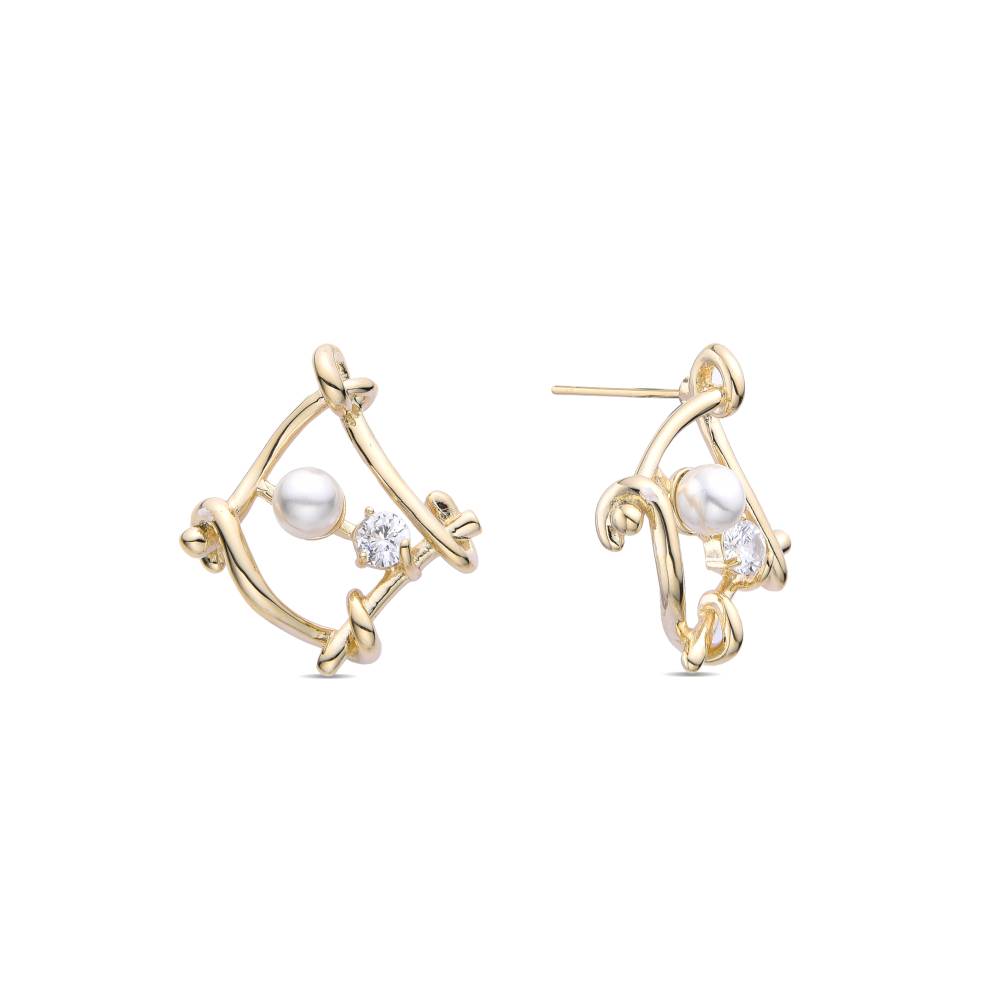 Shiny Pearl and Zircons Earrings: A Special Accessory for Your Look-Earrings-NEW WEI