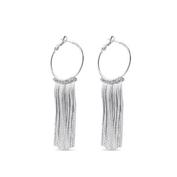 Silver Fashion Waterfall Earrings with Hoop Design-Earrings-JUGENG