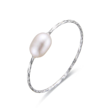 Silver Ring with Elegant Pearl-Rings-NEW WEI