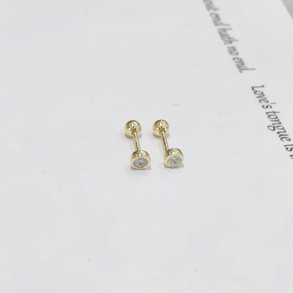 Small Circular Piercing Style Earrings with Zirconia in 925 Silver and 18k Gold Plated-Earrings-GULI GULI