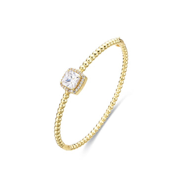 Square Clear Zircon Bangle 18k Gold Fashion-Bracelets-LANDCICA