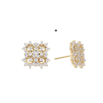 Square-Shaped Earrings Sterling Silver Faceted Zirconia.-Earrings-GULI GULI