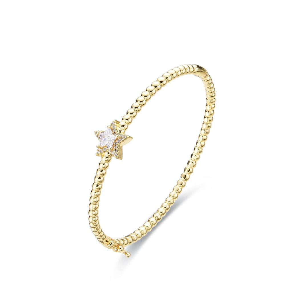 Star Bangle 18k Gold Fashion with Clear Zircons-Bracelets-LANDCICA