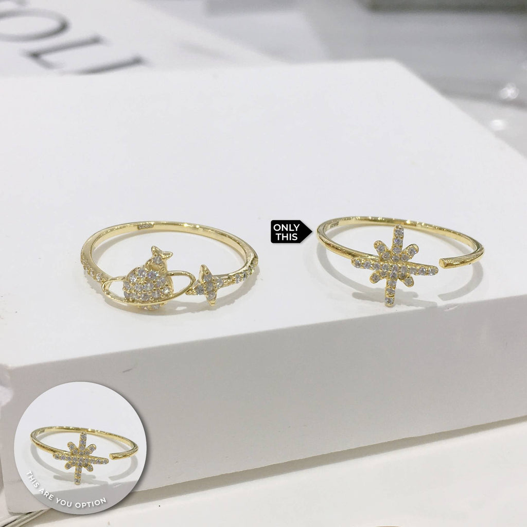 Star Ring with Zirconia in 925 Silver and 18k Gold Plated-Rings-GULI GULI