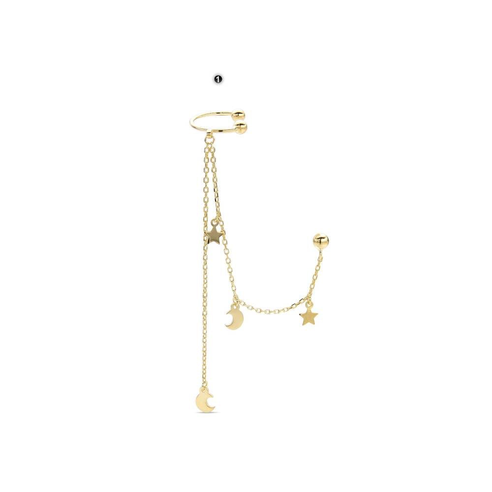 Star-shaped Ear Cuff Earring Drop Sterling Silver 18K Gold Plated-Earrings-GULI GULI