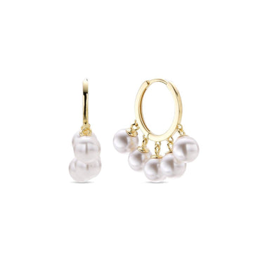 Sterling Silver Earrings 18K Gold Huggie Style Pearls-Earrings-GULI GULI