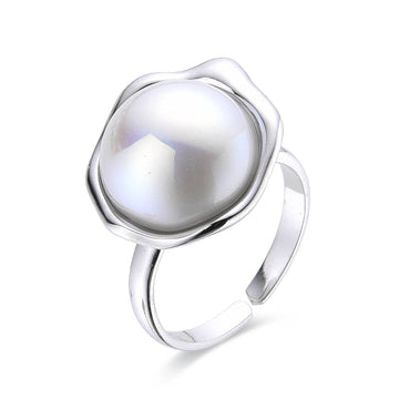 Sterling Silver Pearl Adjustable Ring: Elegant Style for Every Occasion-Rings-GULI GULI