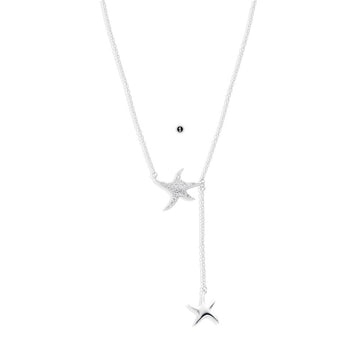 Sterling Silver Sterling Silver Necklace Starfish Pendant Micro Zirconias-Necklaces-GULI GULI