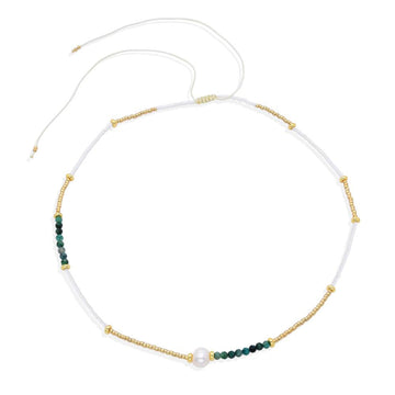 Thread Necklace with Miyuki and Natural Pearl Pendant: An elegant and natural accessory-Necklaces-BOJO