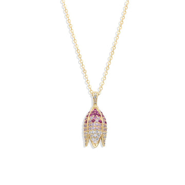 Tulips Bloom: 18K Gold Plated 925 Sterling Silver Necklace Micro Zircon Stones-Necklaces-GULI GULI