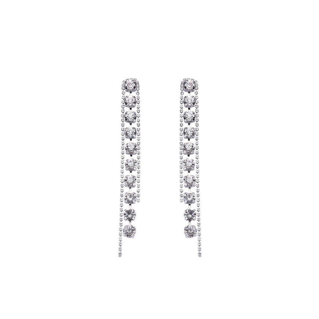 Zircon Dangle Silver Fashion Earrings.-Earrings-JUGENG