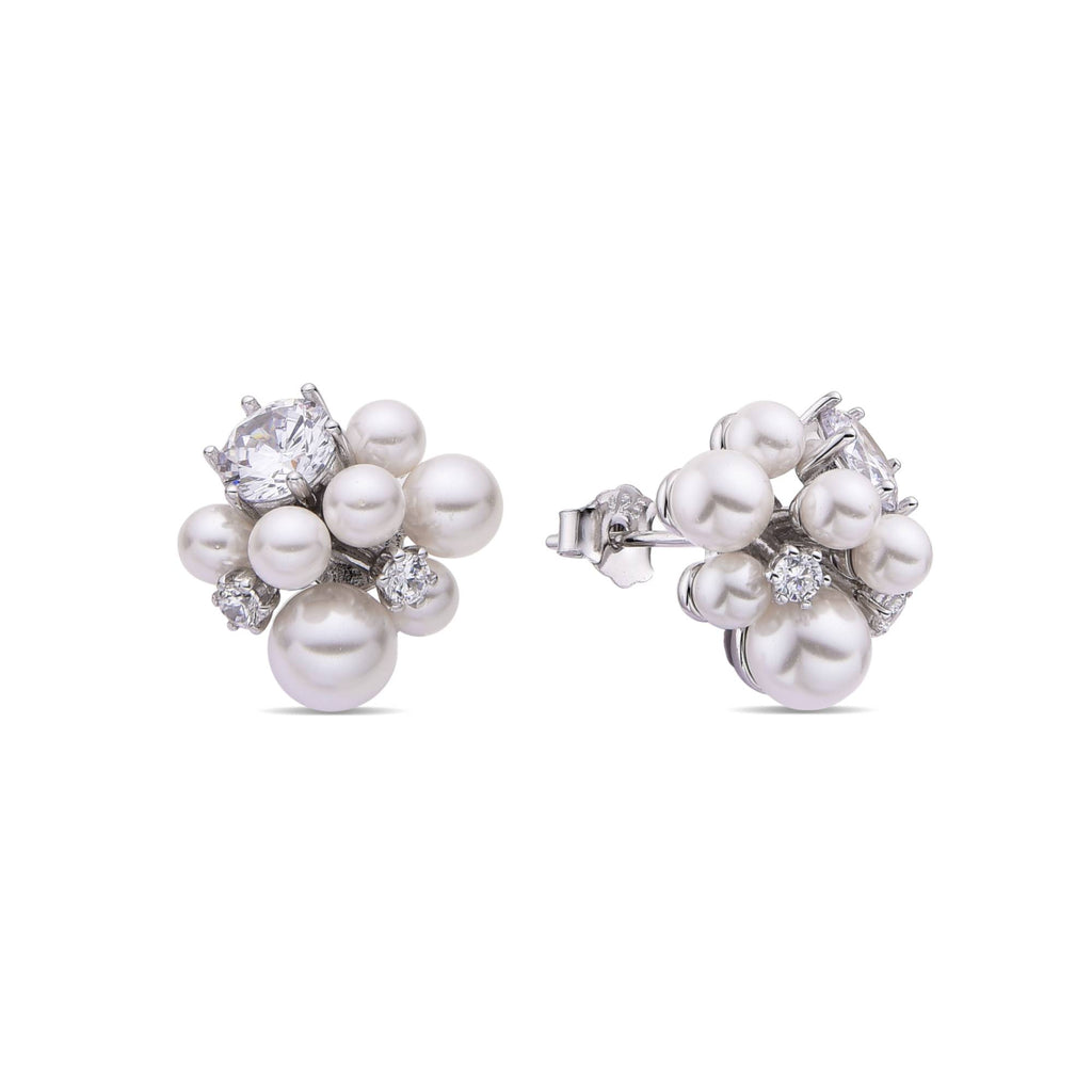 Elegant Pearl Earrings with Zirconia in 925 Silver-Earrings-GULI GULI