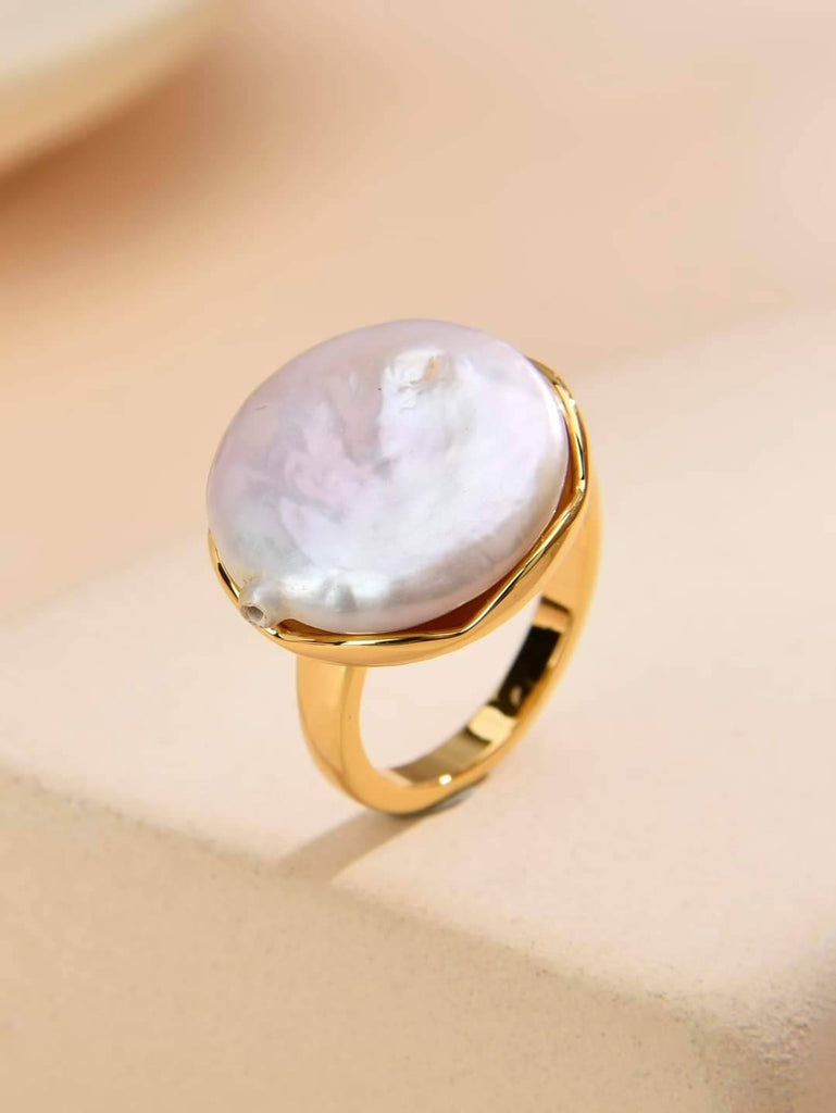 Baroque Pearl Ring with 18k Gold Plating-Rings-OSA BEA