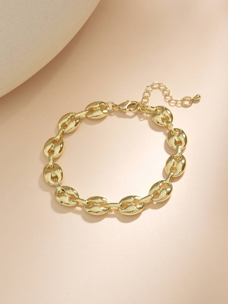 Cooper Flat Link Bracelet with 18k Gold Plating-Bracelets-ZIRCONIA