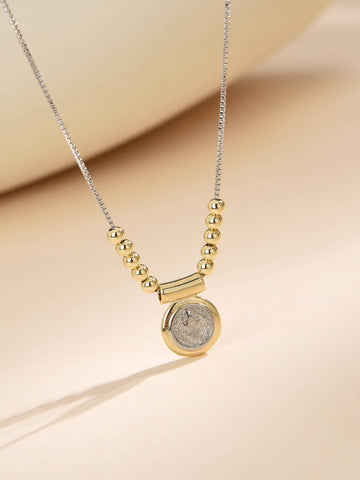 925 Silver Necklace with 18k Gold Plated Religious Pendant.-Necklaces-ZIRCONIA