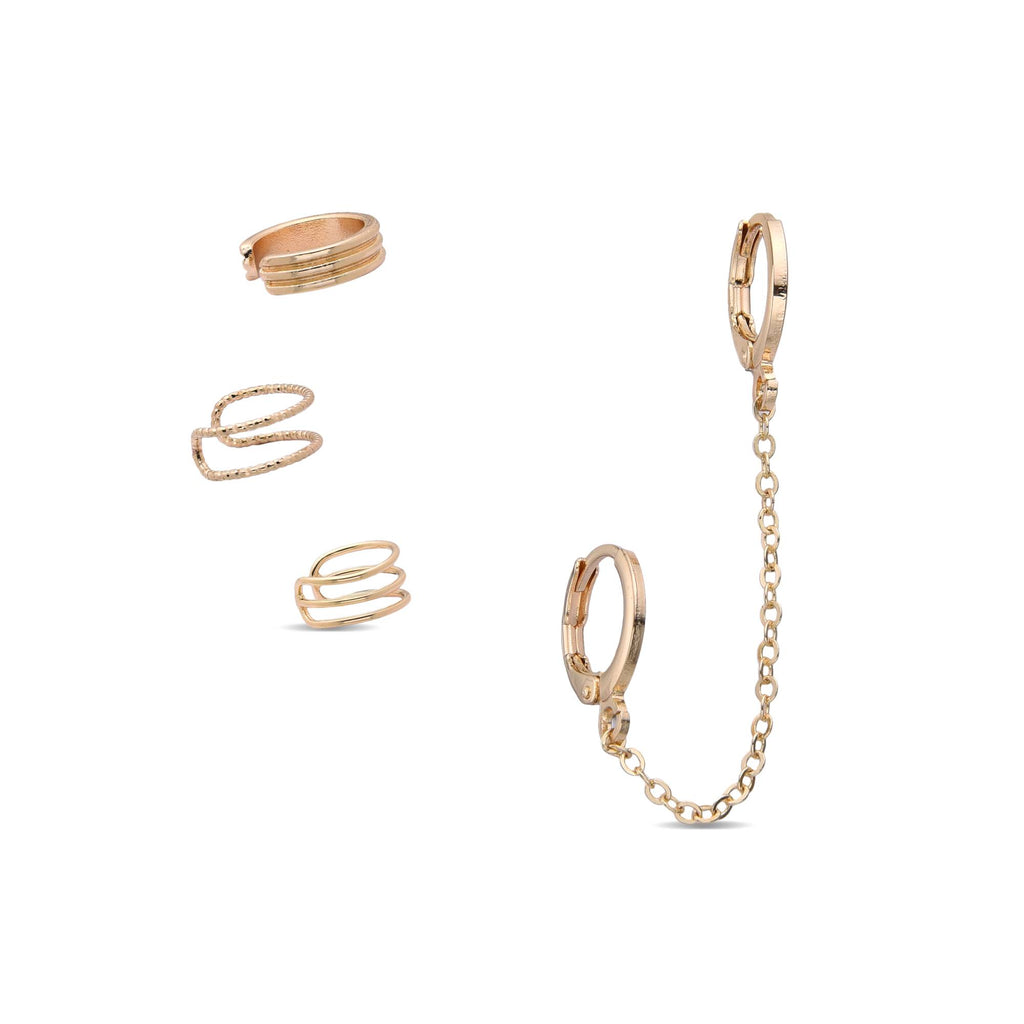Multi-earring in Gold Fashion with 18k Gold Plating on Trend.-Earrings-NEW WEI